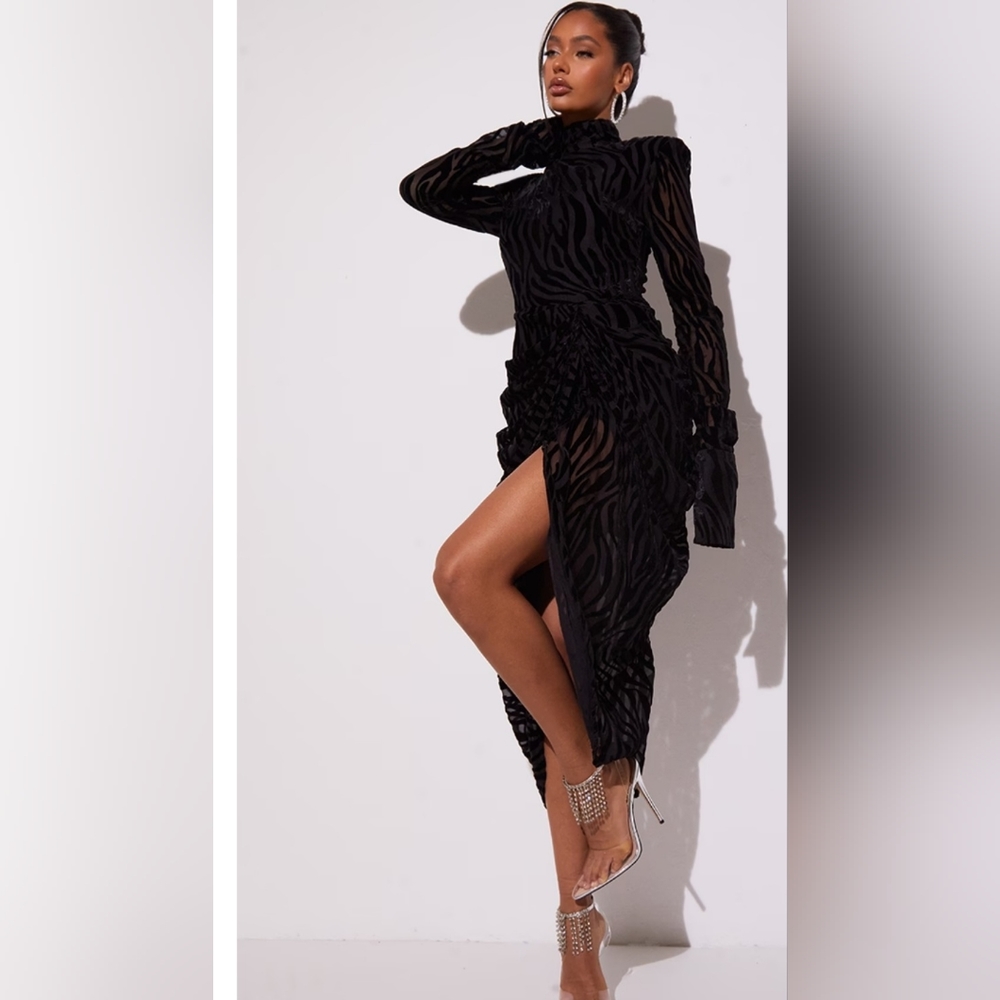 Black Zebra Midi Dress